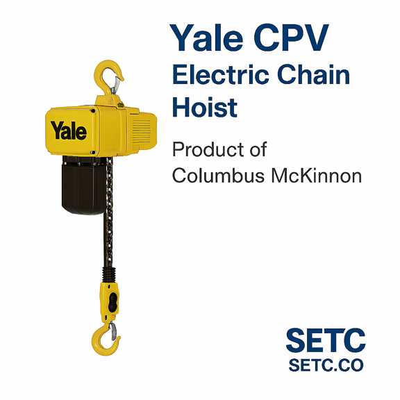 Yale CPV – بالابر زنجیری صنعتی با ترولی و ترمز ایمن  ساخت CMCO